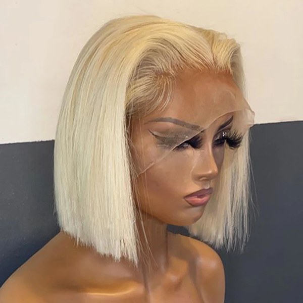 613 Ombre Blond Bob Peruk Människohår Kort Bob Peruk Spets Front Bob Peruk För Svarta Kvinnor Ben Rakt Människohår Spets Frontal Peruk 1B 8inch