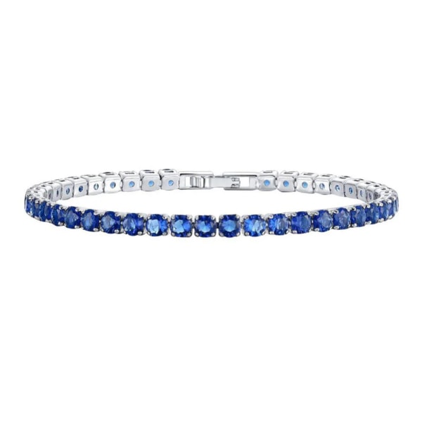 Kvinnors runda zirkonarmband 3A zirkon högkvalitativa färgglada flerfärgade klassiska mode smycken handstycke 19cm Sapphire Blue