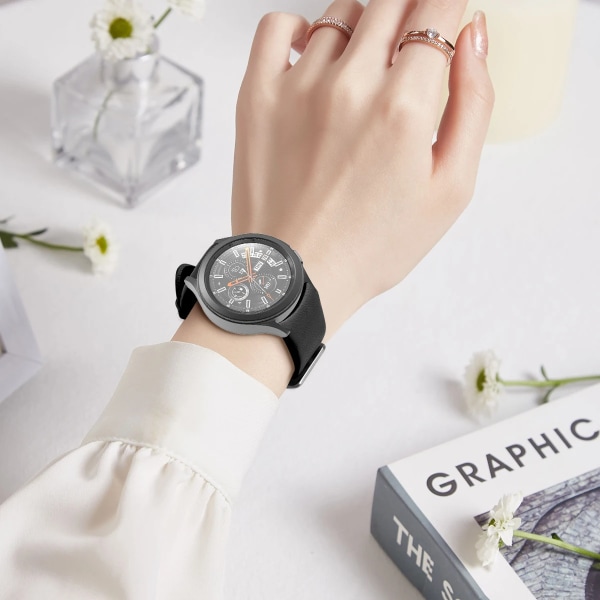 Läderrem För Samsung Galaxy Watch 4 5 6 44mm 40mm 5 pro 45mm Sport smart watch armband För Watch 4 classic 43mm 47mm 46mm Grey flower Watch 6 Classic 43mm