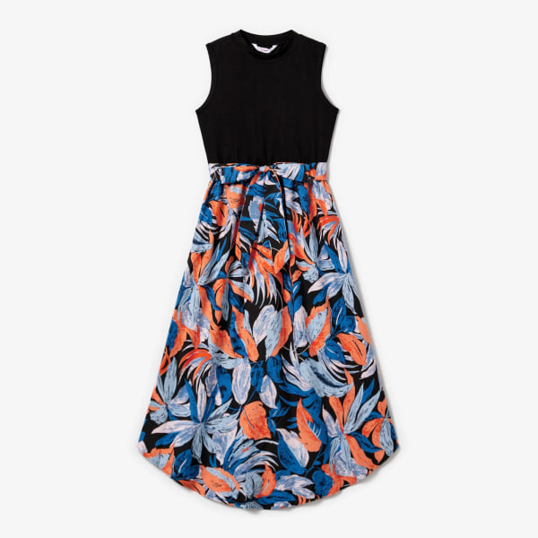 Familjematchande Colorblock Långärmade toppar och Flora Print Tankklänningar Set Black MenXXL