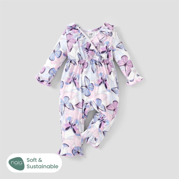 Baby Girl Söt volanger långärmad jumpsuit Purple 12-18 Months