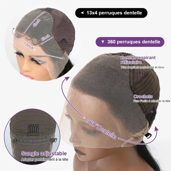 Brasiliansk Transparent 13x4 360 HD Frontal Peruk Vatten Lockig Spets Front Människohår Peruk Deep Wave Spets Frontal Peruk Förplockade 20inches 360 HD Frontal Wig