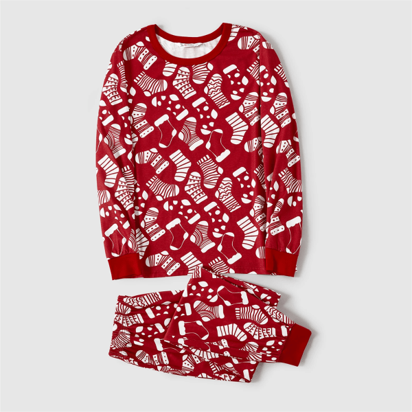 Julstrumpor Allover Print Family Matchande Röda Naia™ Pyjamasset (flammsäker) Red Kids8-9Years