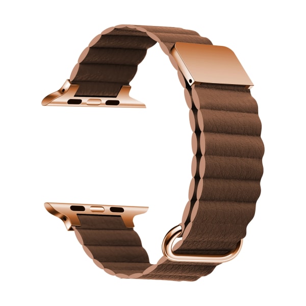 Magnetisk rem för Apple Watch Ultra 49mm 8 7 45mm 41mm Läder Metall armband i rostfritt stål För iWatch 6 5 4 3 SE 44/42/40mm Brown 42mm 44mm 45mm 49mm