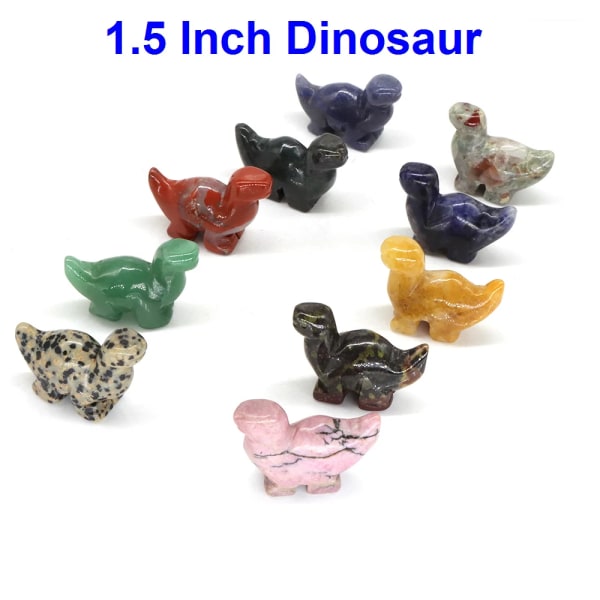 10 STK/ Set Mix Naturstenar Djurstaty Helande Kristallväxtfigur Ädelsten snidad ängel Wicca Hantverksdekor Partihandel Lot Dinosaur 1.5 IN