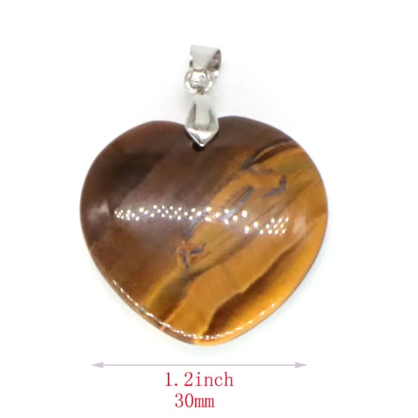 Partihandel 30 mm hjärtformade hängen Naturstenar Reiki Healing Kristaller för att göra halsband tillbehör med kedja hantverk present Red Jasper 10pc