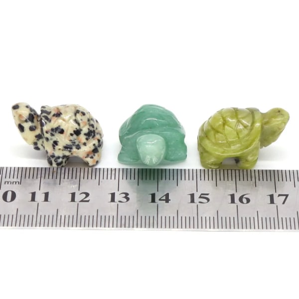 1" Mini Turtle Sköldpadda Naturstenar Helande Kristaller snidade djurfigurer Hantverk DIY-smycken Heminredning Prydnadsföremål Partihandel Dalmation Jasper 10pcs