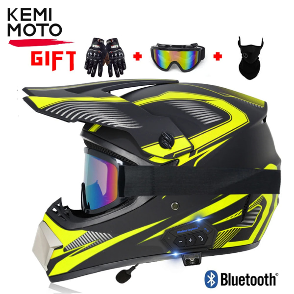Motorcykel terränghjälm med Bluetooth Motorcykeltillbehör ATV Dirt DH Racing Motorcrosshjälmar för män Multiventilation K XL