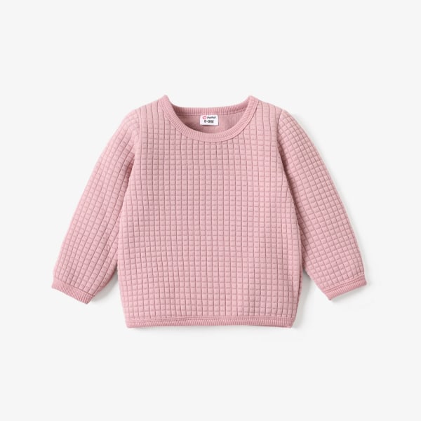 Baby pojke/flicka fast våffla texturerad långärmad tröja Pink 6-9Months