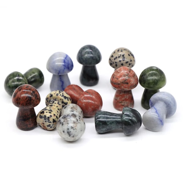 35mm Svampfigur Natursten snidad kvartskristall Healing Massagestav Staty Rum Hantverk Dekor Julklapp Partihandel Random Stones 10 PCS