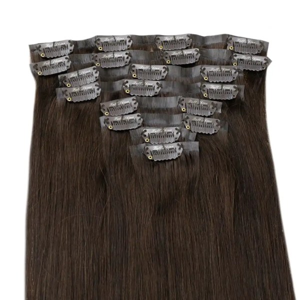 Sömlösa hårförlängningar PU Clip In Hair Extensions 7st Naturliga raka hårförlängningar 100% äkta mänskliga hårförlängningar för kvinnor 27 22inch 120gram