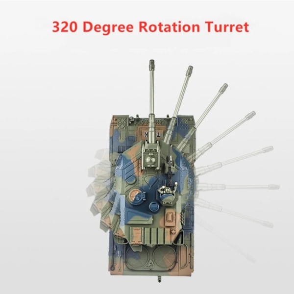 47 cm Stor storlek Bullet Launch Simulering RC Battle Tank In Situ Rotation Lyftbar metallfat Rök Ljud Ljuseffekt RC-modell 2A6 3 Battery