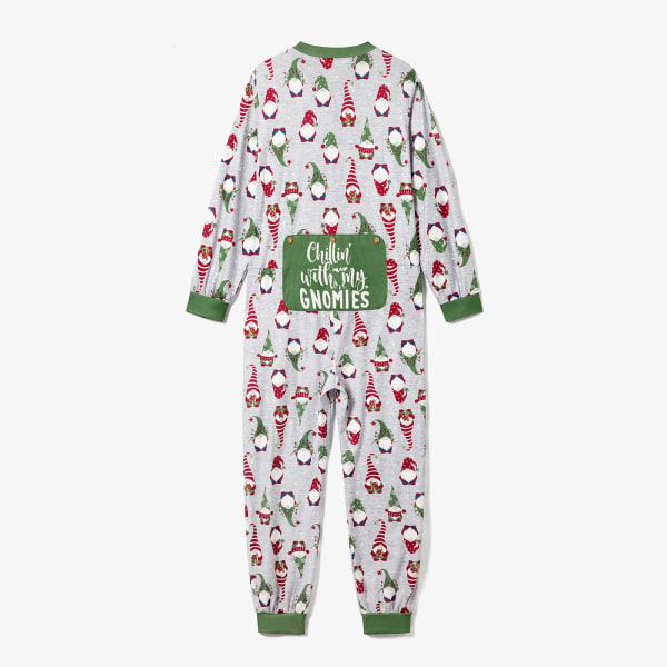 Julfamilj Matchande Gnome All-over Print Långärmad Romper Pyjamas Set (Flamsäker) Green Baby3-6M