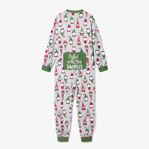 Julfamilj Matchande Gnome All-over Print Långärmad Romper Pyjamas Set (Flamsäker) Green WomenXL
