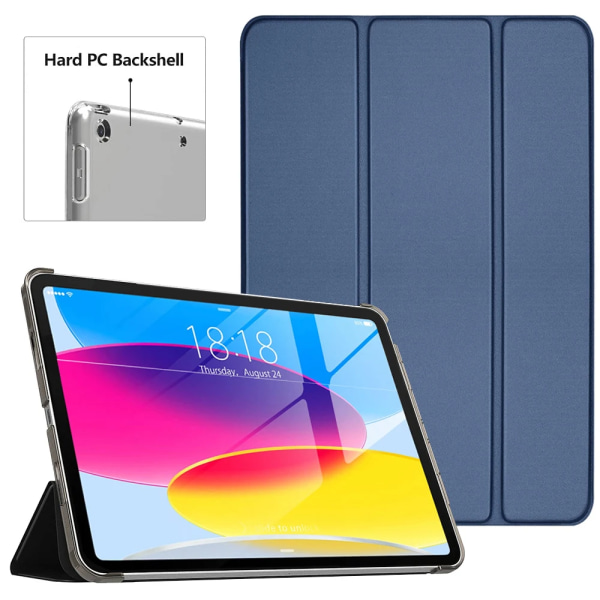 Mjukt case för Apple iPad Air 9.7 10.5 10.9 1 2 3 4 5 2:e 3:e 4:e 5:e generationens Trifold Magnetic Flip Smart Cover iPad Air 4 10.9 2020 Blue Hard Case
