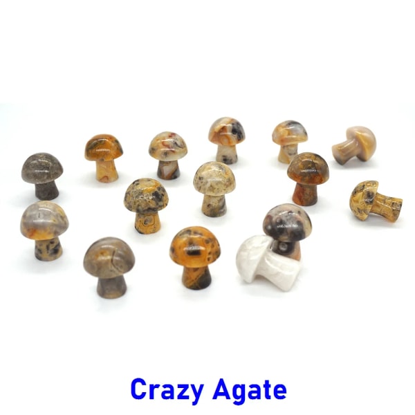 20 st/ set 20 MM mini svamp figurer Naturstenar snidade hantverk Dekor kvarts Healing Kristallstaty Partier Artiklar Grossista Bulk Crazy Agate