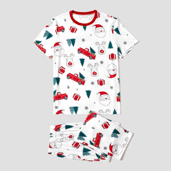 Matchande pyjamasset för julkoffertar och print (flambeständigt) Red Baby6-9M
