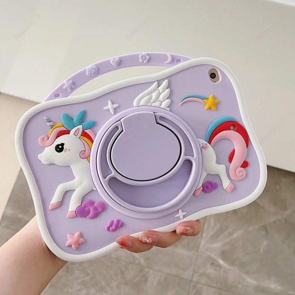 3D Unicorn Kids- case för iPad 10.2 7th 8th 9th 10th 10.9 Gen Pro 11 2022 5th 9.7 2017 2018 Case iPad Air Mini 2 3 4 5 6 IPad Mini 4 5 2019 Unicorn NO Strap