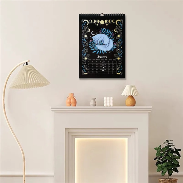 Ny mörk skog Djurkalender Kreativ Illustrerad Vägg Månkalendrar Astrologi Månkalender Fjärilshjortkalendrar