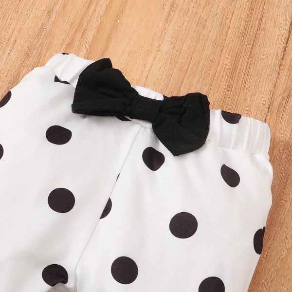 2st Baby Girl 100% bomull volang Crop Cami Top och rosett Front Polka Dots utsvängda byxor Set Black 18-24Months