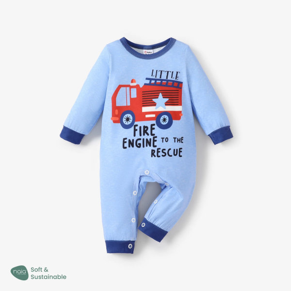 Baby Boy Basic Letter Långärmad Jumpsuit Colorblock 0-3Months