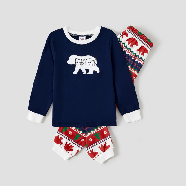 Christmas Bear Print Family Matchande pyjamasset (flammsäker) DeepBlue Baby3-6M