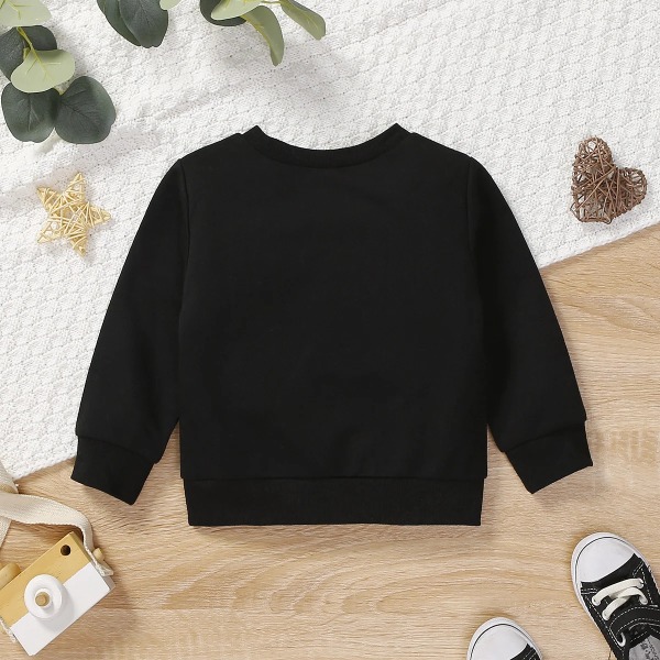 Långärmad tröja med print för baby /flicka Black 6-9Months