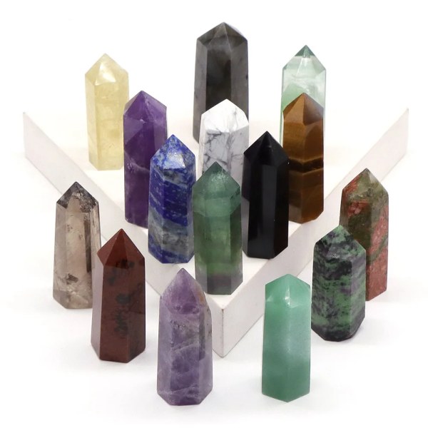 Point Tower Wand Naturstenar Ametist Kristall Polerad Reiki Healing Energi Malm Mineral Feng Shui Hantverk Heminredning Partihandel Clear Quartz 5pc