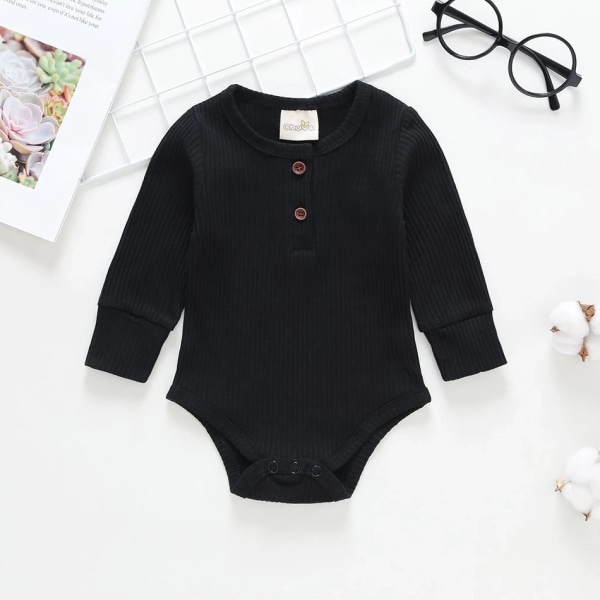 Autumn Baby Solid Front Button Bodysuit Vår och höst Baby För flickor Pojkar Långärmade Baby Lavender 12-18 Months
