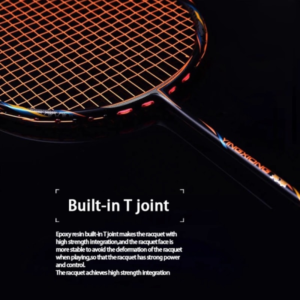 33LBS Full Carbon Fiber Offensiv Badmintonracket Strung Ultralight 4U 80G Professionell Racket G5 Speed ​​Racket Sport Vuxna Black thong