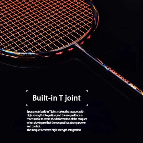 33LBS Full Carbon Fiber Offensiv Badmintonracket Strung Ultralight 4U 80G Professionell Racket G5 Speed ​​Racket Sport Vuxna Orange String