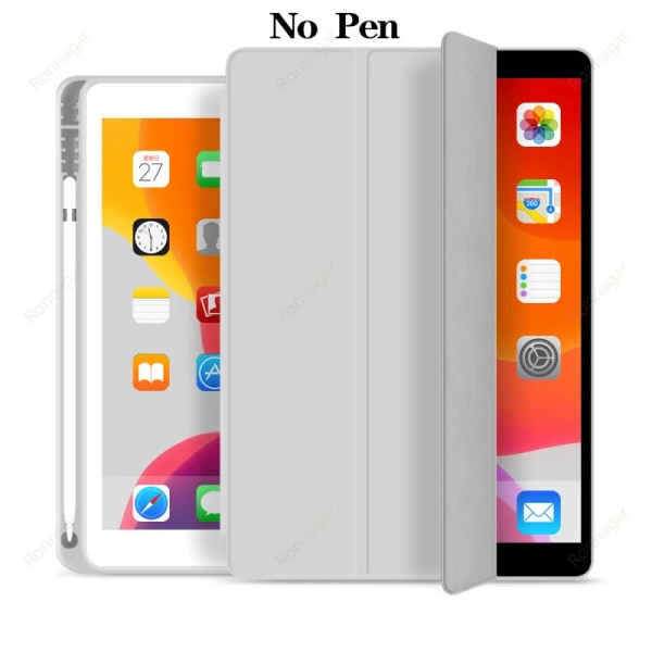 För ny iPad 10:e generationens case 2022 10,9 tum med pennhållare för iPad Air 5 4 10,9 iPad Pro 11 10,5 Air1 2 9,7 Mini 4 5 6 Gray iPad Air 4 10.9 2020