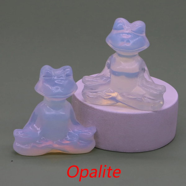 Yoga Groda Staty Natursten snidade chakran Rumsprydnad Grön Aventurin Reiki Crystal Aquarium Heminredning Tecknad present 1,5" Opalite 10 pcs