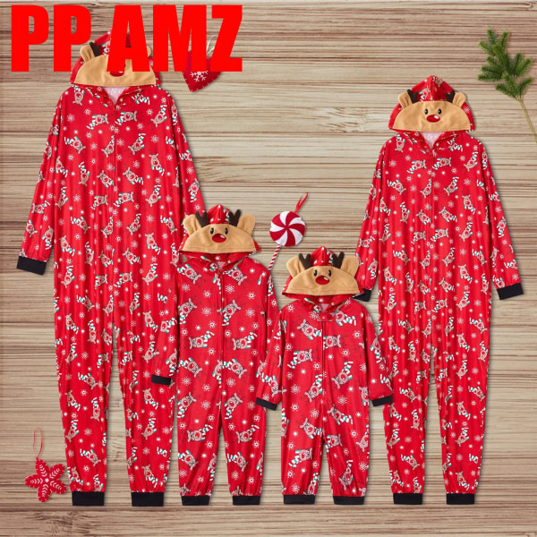 Mosaic Rendeer Family Matchande Onesie Pyjamas för pappa - Mamma - Barn - Baby (flammsäker) Red Kids6-7Years