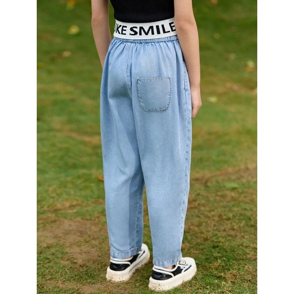 Barn Barnkläder för flickor 2023 Sommar Nya Casual Byxor Solid Blå Elastisk midja Lång Sommar Pantalones 22322014 blue 110cm