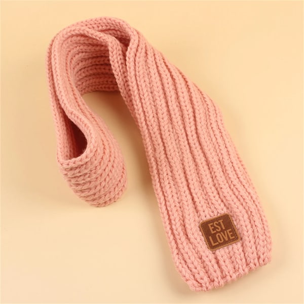 Kids Pure Color Warm Höst och Vinter Stickad Scarf Pink Size fits all