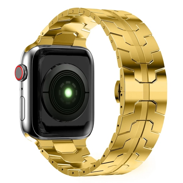 Lyxarmband För Apple Watch -band 45mm 44mm 49mm 42mm 41mm 40mm 38mm Metall rostfritt stål Armband iWatch Series 7 8 SE 3 Ultra gold 38mm 40mm 41mm