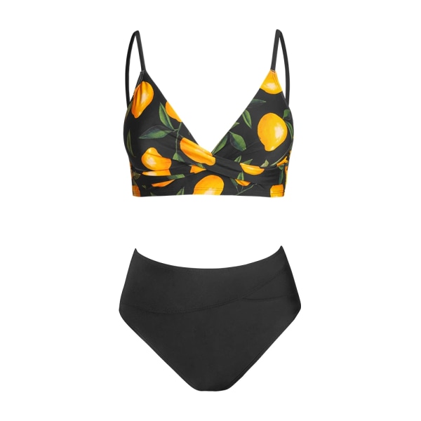 Solid Black Twist High Waist Bikini Set Baddräkt För Kvinnor Sexig V-ringad Tank Tvådelade Badkläder 2023 Strandbaddräkt DAA12C3B001AA M