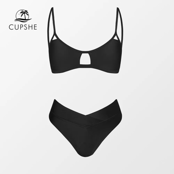 V-Front Cutout Hög midja Bikini Set Baddräkt För Kvinnor Sexig Scoop Neck Två delar Strandkläder 2023 Baddräkt Badkläder CAA12C2K028EE XL