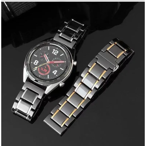Keramiskt metallband Kompatibel med Samsung watch 3/Active 2/Huawei GT2/Amazfit GTR Armband armband för watch 22mm 20mm band White rose gold Amazfit GTR 42mm