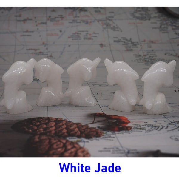 5 st/ set Surf delfinstaty Naturstensprydnad Helande Kristall Reiki djurfigur Handsnidad ädelsten Heminredning White Jade