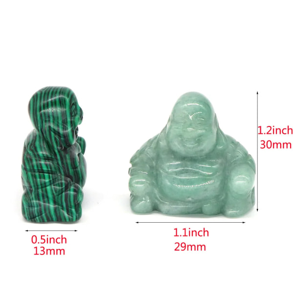 1,2" Maitreya Buddha Staty Natursten Healing Kristall Fengshui andlig tro figurer Be Rikedom Lyckliga hantverk Heminredning Random Stones 5pcs