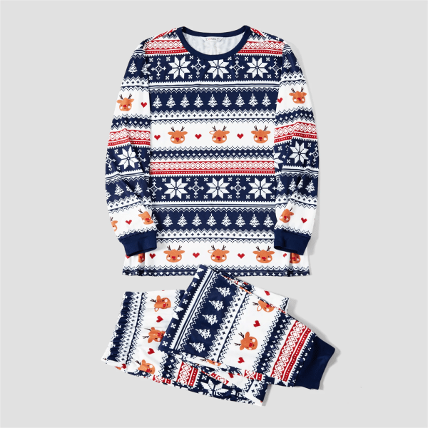Julfamiljsmatchande festivaltema Heltäckande print Långärmad pyjamasset (flammsäker) DeepBlue Baby 3-6M