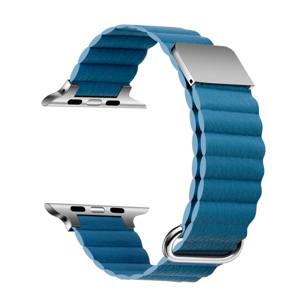 Magnetisk rem för Apple Watch Ultra 49mm 8 7 45mm 41mm Läder Metall armband i rostfritt stål För iWatch 6 5 4 3 SE 44/42/40mm Blue For 38mm 40mm 41mm