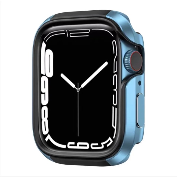 Nytt case i aluminiumlegering för Apple Watch 7 45 mm 41 mm 44 mm 40 mm case för iwatch series 7 6 5 4 SE case i aluminium +TPU case Yuanfeng Blue For 44mm