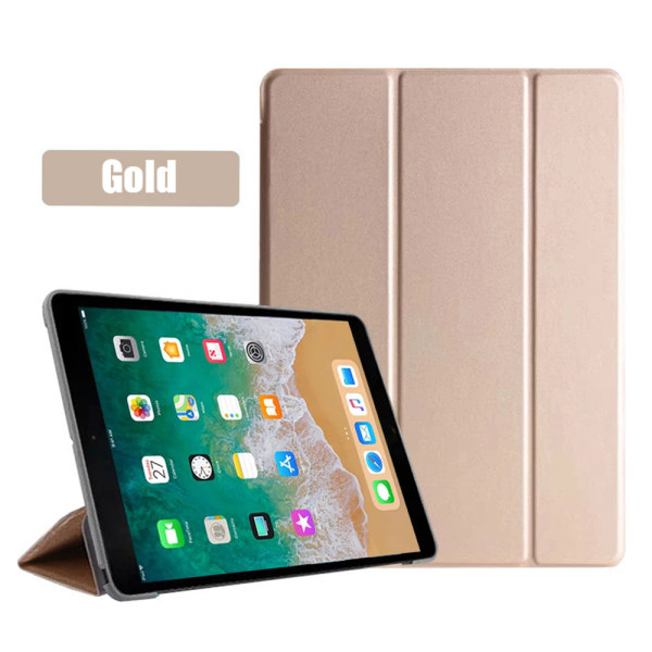 För iPad Air Mini Pro 1 2 3 4 5 6 7 8 9 10 9.7 10.5 11 5. 6. 7. 8. 9. Case Slim Wake Smart Cover PU Läder Tri-fold Coque iPad Air 2 Silk Gold