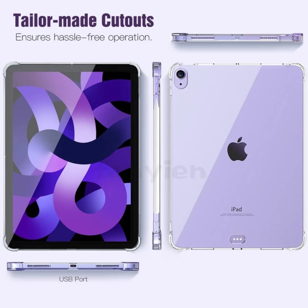 För Apple iPad Air Mini Pro 1 2 3 4 5 6 7 8 9 10 7,9 8,3 9,7 10,2 10,9 11 12,9 2022 2021 Flexibelt TPU mjukt case iPad Mini 6