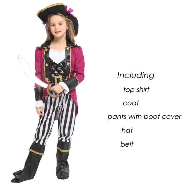 Halloween Carnival Party Kostym för flickor Flickor Barn Barn Piratkostymer Fantasia Infantil Cosplay Kläder G-0329 (No Knife) M (height 110-120cm)