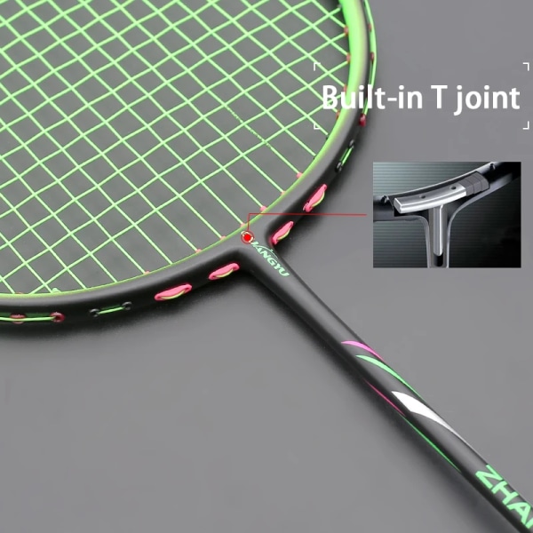 Badmintonracket 100% kolfiber Strung Ultralight 10U 52G G4 13KG Träningsracket Professionell racket med väskor för vuxna Orange