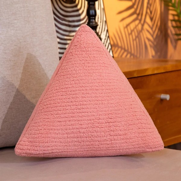 Fylld enfärgad 35 cm tredimensionell triangelkudde och lång knytbar kudde Soffa Kudde Komfortleksaker Heminredning 35cm pink